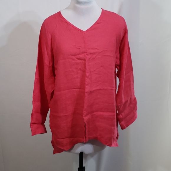 EUC CTC Linens Pink Linen Tunic Top Small - Picture 3 of 8
